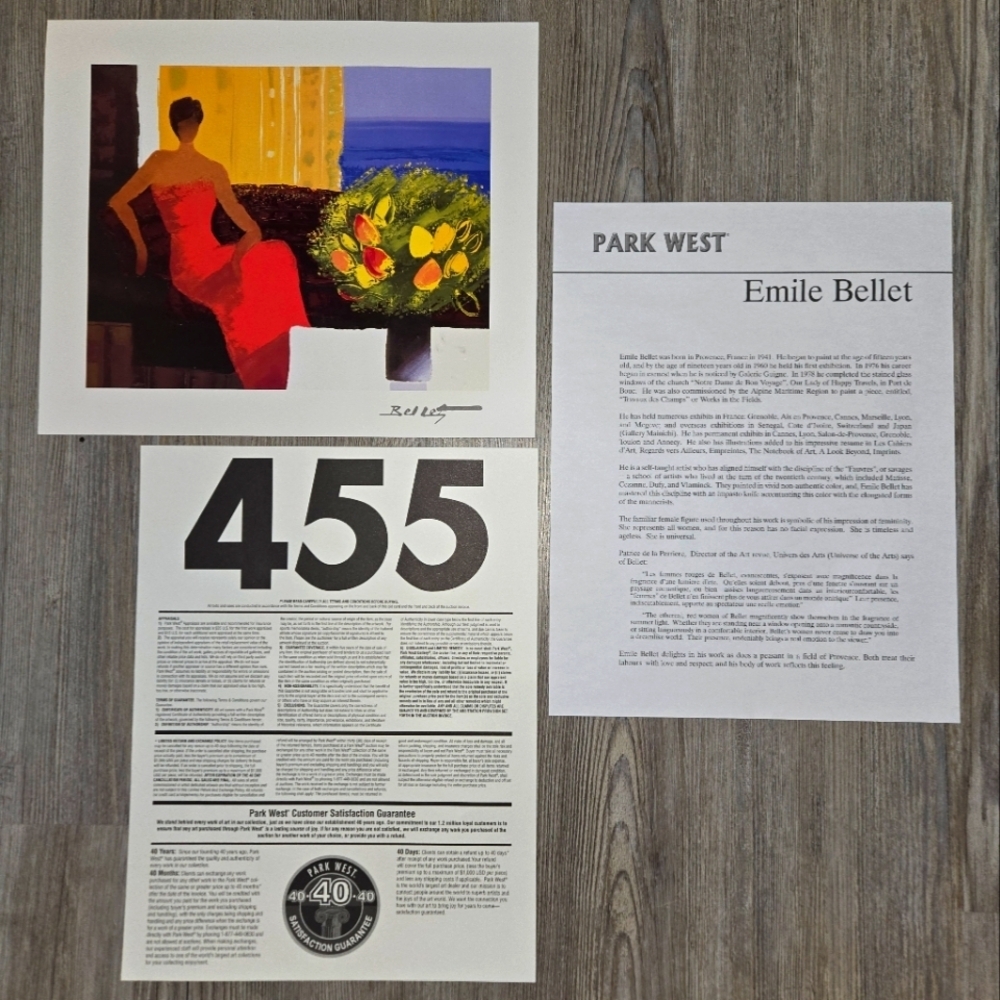 Emilie Bellet Artwork and Certificate of Authentication